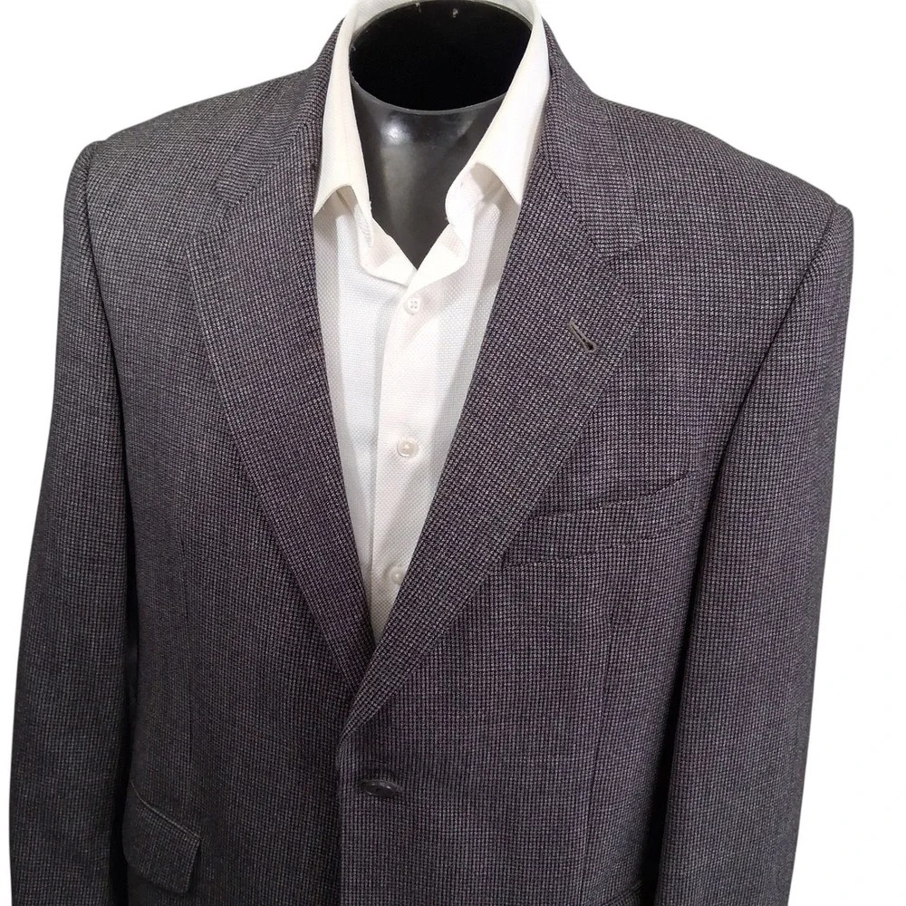 Murano Blazer 44R Gray Micro Check Italian Fabric Two Button Sport Coat Ventless